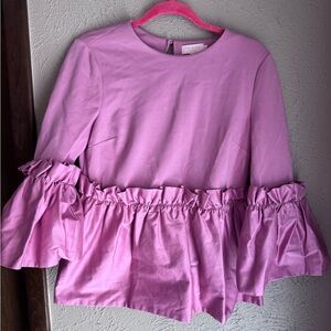 Ted Baker Sherrly Pleated Cropped Sleeve Top Size 3